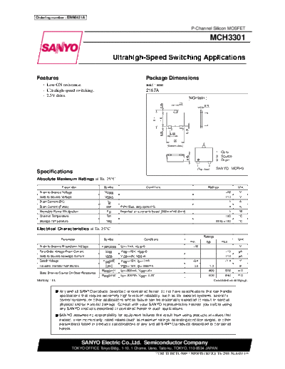 Sanyo mch3301  . Electronic Components Datasheets Active components Transistors Sanyo mch3301.pdf