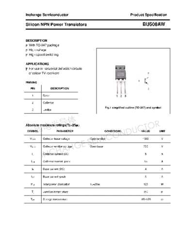 Inchange Semiconductor bu508aw  . Electronic Components Datasheets Active components Transistors Inchange Semiconductor bu508aw.pdf