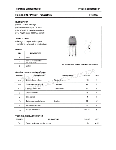 Inchange Semiconductor tip2955  . Electronic Components Datasheets Active components Transistors Inchange Semiconductor tip2955.pdf