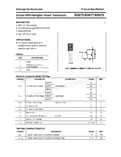 Inchange Semiconductor bd675 bd677 bd679  . Electronic Components Datasheets Active components Transistors Inchange Semiconductor bd675_bd677_bd679.pdf