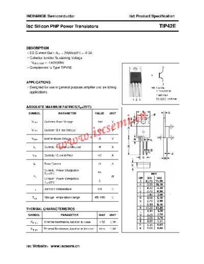 Inchange Semiconductor tip42e  . Electronic Components Datasheets Active components Transistors Inchange Semiconductor tip42e.pdf