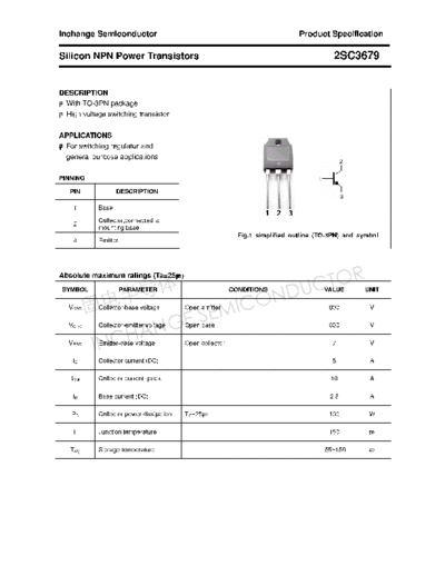 Inchange Semiconductor 2sc3679  . Electronic Components Datasheets Active components Transistors Inchange Semiconductor 2sc3679.pdf