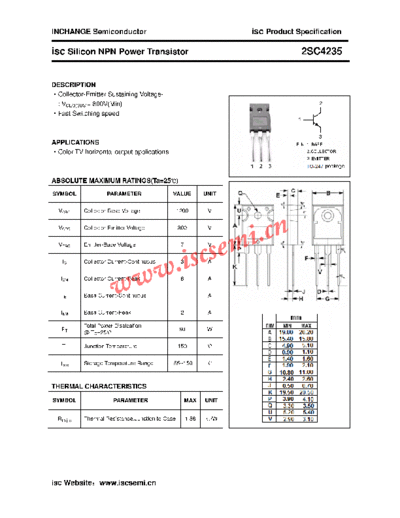 Inchange Semiconductor 2sc4235  . Electronic Components Datasheets Active components Transistors Inchange Semiconductor 2sc4235.pdf