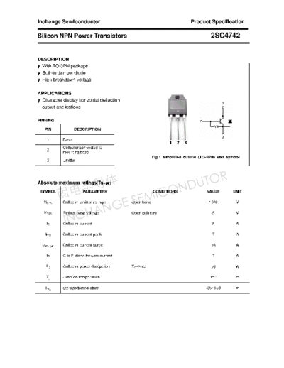 Inchange Semiconductor 2sc4742  . Electronic Components Datasheets Active components Transistors Inchange Semiconductor 2sc4742.pdf