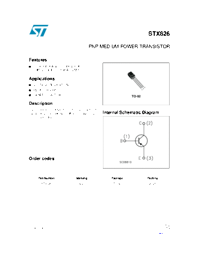 . Electronic Components Datasheets stx826  . Electronic Components Datasheets Active components Transistors ST stx826.pdf