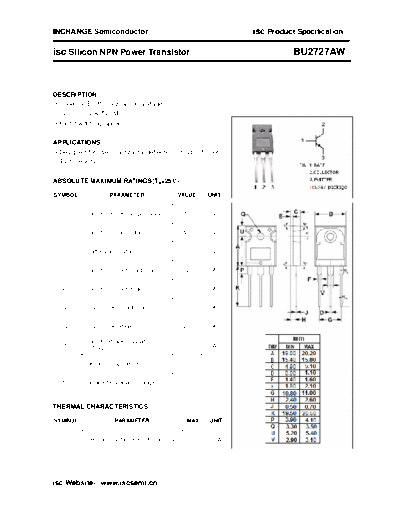 Inchange Semiconductor bu2727aw  . Electronic Components Datasheets Active components Transistors Inchange Semiconductor bu2727aw.pdf