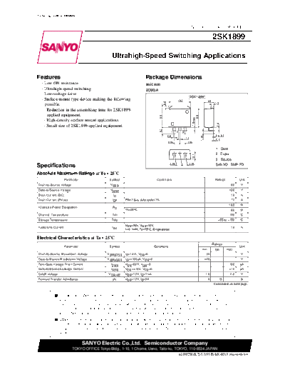 Sanyo 2sk1899  . Electronic Components Datasheets Active components Transistors Sanyo 2sk1899.pdf
