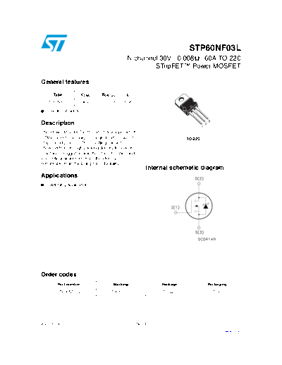 ST stp60nf03l  . Electronic Components Datasheets Active components Transistors ST stp60nf03l.pdf