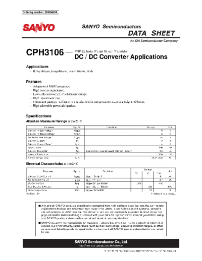 Sanyo cph3106  . Electronic Components Datasheets Active components Transistors Sanyo cph3106.pdf