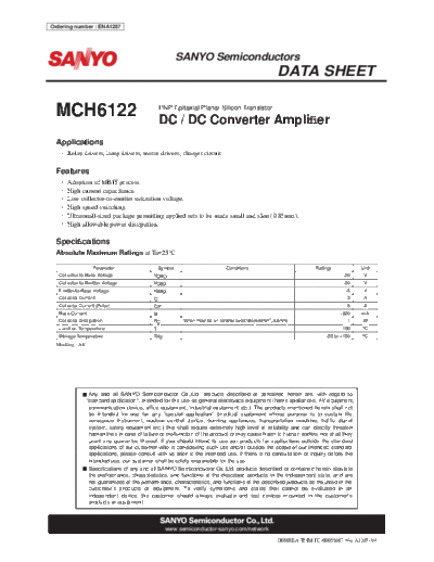 Sanyo mch6122  . Electronic Components Datasheets Active components Transistors Sanyo mch6122.pdf