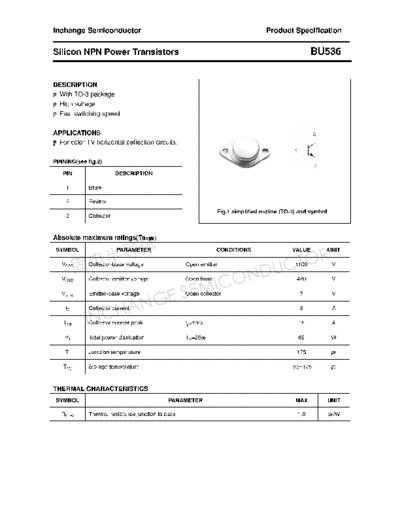 Inchange Semiconductor bu536  . Electronic Components Datasheets Active components Transistors Inchange Semiconductor bu536.pdf