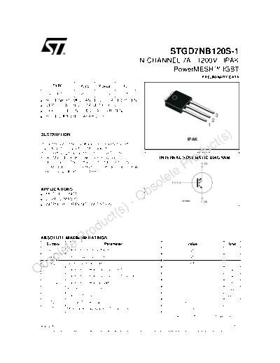 ST stgd7nb120s-1  . Electronic Components Datasheets Active components Transistors ST stgd7nb120s-1.pdf