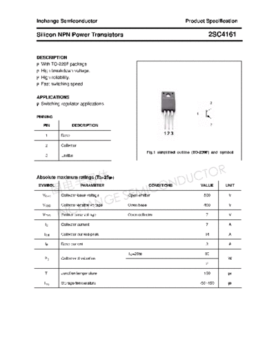 Inchange Semiconductor 2sc4161  . Electronic Components Datasheets Active components Transistors Inchange Semiconductor 2sc4161.pdf