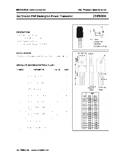 Inchange Semiconductor 2sb950a  . Electronic Components Datasheets Active components Transistors Inchange Semiconductor 2sb950a.pdf