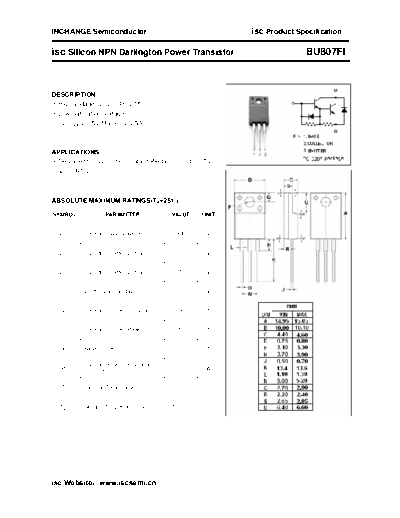 Inchange Semiconductor bu807fi  . Electronic Components Datasheets Active components Transistors Inchange Semiconductor bu807fi.pdf