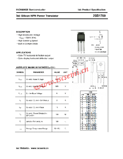 Inchange Semiconductor 2sd1709  . Electronic Components Datasheets Active components Transistors Inchange Semiconductor 2sd1709.pdf