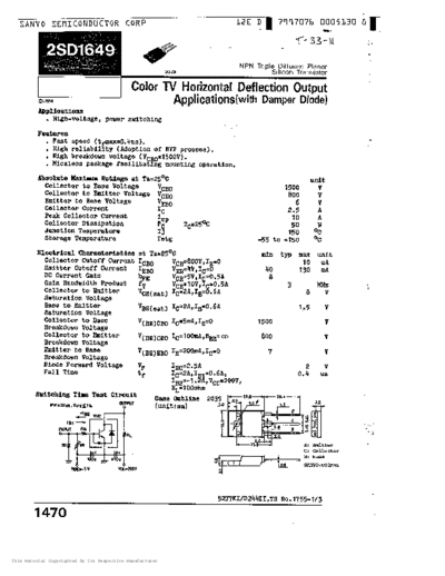 Sanyo 2sd1649  . Electronic Components Datasheets Active components Transistors Sanyo 2sd1649.pdf