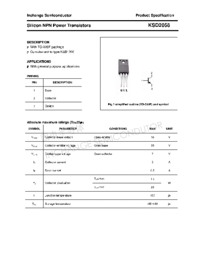 Inchange Semiconductor ksd2058  . Electronic Components Datasheets Active components Transistors Inchange Semiconductor ksd2058.pdf