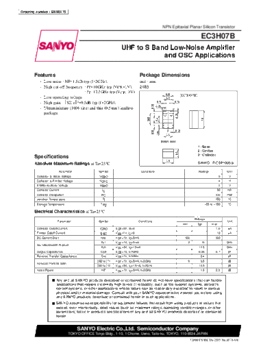 Sanyo ec3h07b  . Electronic Components Datasheets Active components Transistors Sanyo ec3h07b.pdf