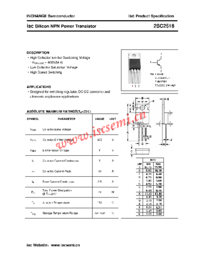 Inchange Semiconductor 2sc2518  . Electronic Components Datasheets Active components Transistors Inchange Semiconductor 2sc2518.pdf