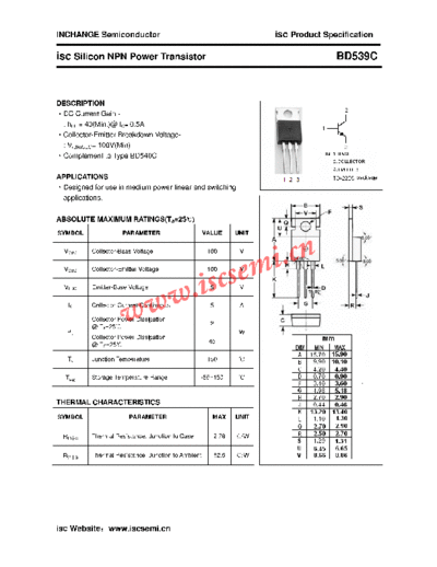 Inchange Semiconductor bd539c  . Electronic Components Datasheets Active components Transistors Inchange Semiconductor bd539c.pdf