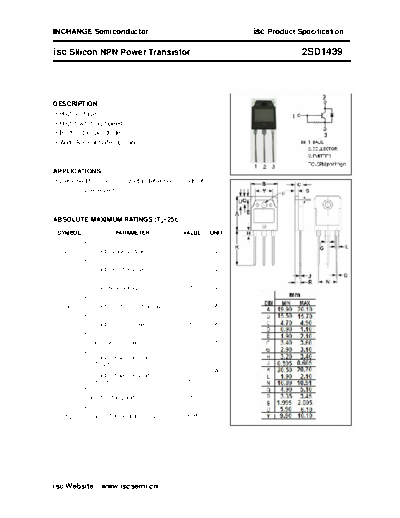Inchange Semiconductor 2sd1439  . Electronic Components Datasheets Active components Transistors Inchange Semiconductor 2sd1439.pdf