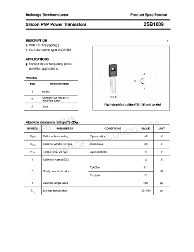 Inchange Semiconductor 2sb1009  . Electronic Components Datasheets Active components Transistors Inchange Semiconductor 2sb1009.pdf