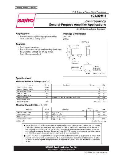 Sanyo 12a02mh  . Electronic Components Datasheets Active components Transistors Sanyo 12a02mh.pdf