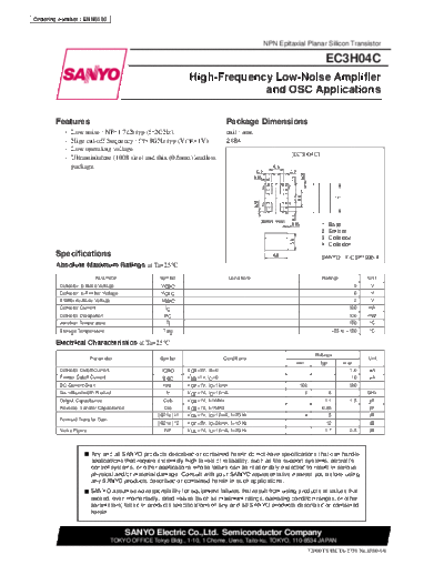 Sanyo ec3h04c  . Electronic Components Datasheets Active components Transistors Sanyo ec3h04c.pdf