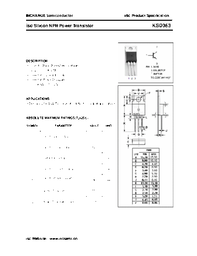 Inchange Semiconductor ksd363  . Electronic Components Datasheets Active components Transistors Inchange Semiconductor ksd363.pdf