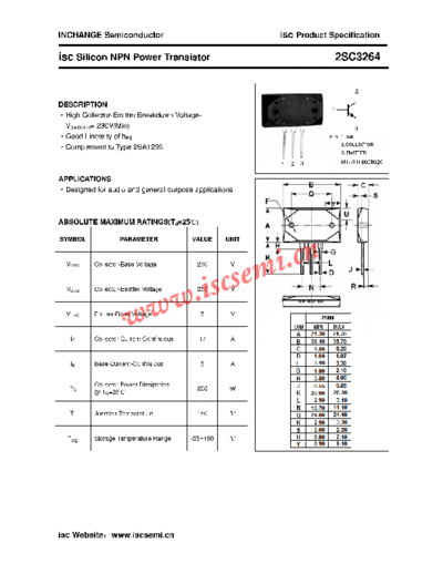 Inchange Semiconductor 2sc3264  . Electronic Components Datasheets Active components Transistors Inchange Semiconductor 2sc3264.pdf