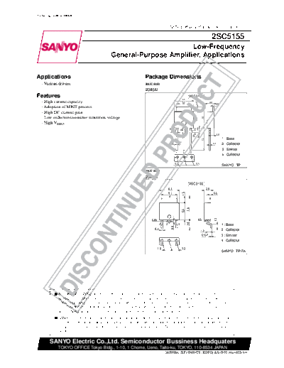 Sanyo 2sc5155  . Electronic Components Datasheets Active components Transistors Sanyo 2sc5155.pdf
