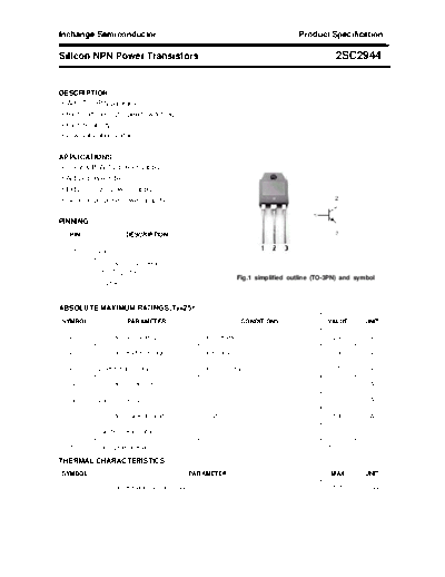 Inchange Semiconductor 2sc2944  . Electronic Components Datasheets Active components Transistors Inchange Semiconductor 2sc2944.pdf