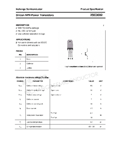 Inchange Semiconductor 2sc3692  . Electronic Components Datasheets Active components Transistors Inchange Semiconductor 2sc3692.pdf