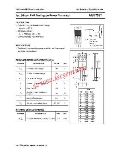 Inchange Semiconductor mje703t  . Electronic Components Datasheets Active components Transistors Inchange Semiconductor mje703t.pdf