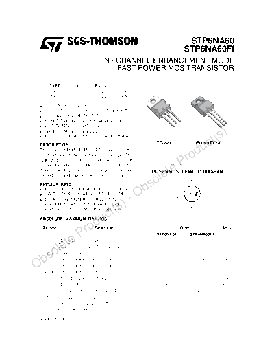 ST stp6na60-fi  . Electronic Components Datasheets Active components Transistors ST stp6na60-fi.pdf