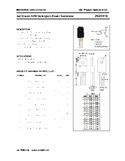 Inchange Semiconductor 2sd1410  . Electronic Components Datasheets Active components Transistors Inchange Semiconductor 2sd1410.pdf