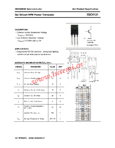 Inchange Semiconductor 2sc4131  . Electronic Components Datasheets Active components Transistors Inchange Semiconductor 2sc4131.pdf