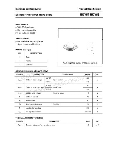 Inchange Semiconductor bdy57 bdy58  . Electronic Components Datasheets Active components Transistors Inchange Semiconductor bdy57_bdy58.pdf