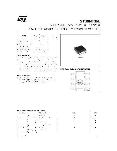 . Electronic Components Datasheets sts9nf30l  . Electronic Components Datasheets Active components Transistors ST sts9nf30l.pdf