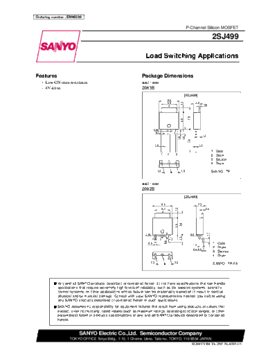 Sanyo 2sj499  . Electronic Components Datasheets Active components Transistors Sanyo 2sj499.pdf
