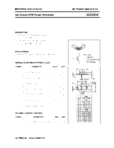 Inchange Semiconductor 3dd303a  . Electronic Components Datasheets Active components Transistors Inchange Semiconductor 3dd303a.pdf