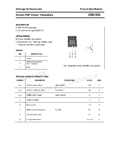 Inchange Semiconductor 2sb1429  . Electronic Components Datasheets Active components Transistors Inchange Semiconductor 2sb1429.pdf