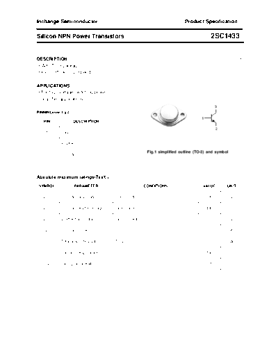 Inchange Semiconductor 2sc1433  . Electronic Components Datasheets Active components Transistors Inchange Semiconductor 2sc1433.pdf