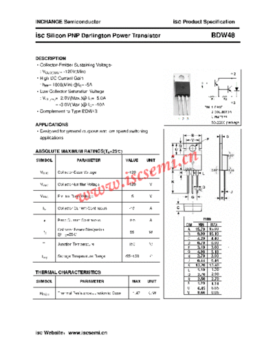 Inchange Semiconductor bdw48  . Electronic Components Datasheets Active components Transistors Inchange Semiconductor bdw48.pdf