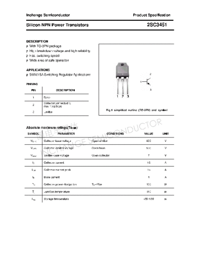 Inchange Semiconductor 2sc3451  . Electronic Components Datasheets Active components Transistors Inchange Semiconductor 2sc3451.pdf