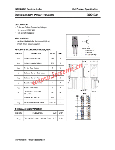 Inchange Semiconductor 2sc4234  . Electronic Components Datasheets Active components Transistors Inchange Semiconductor 2sc4234.pdf