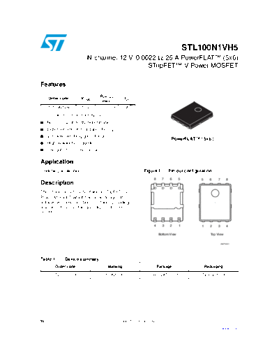 ST stl100n1vh5  . Electronic Components Datasheets Active components Transistors ST stl100n1vh5.pdf