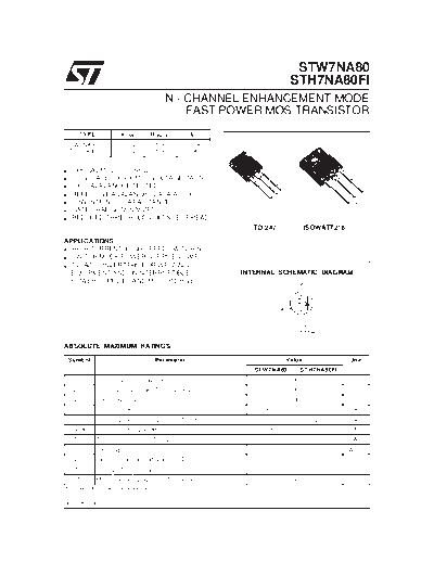 ST stw7na80  . Electronic Components Datasheets Active components Transistors ST stw7na80.pdf