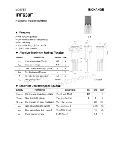 Inchange Semiconductor irf630f  . Electronic Components Datasheets Active components Transistors Inchange Semiconductor irf630f.pdf